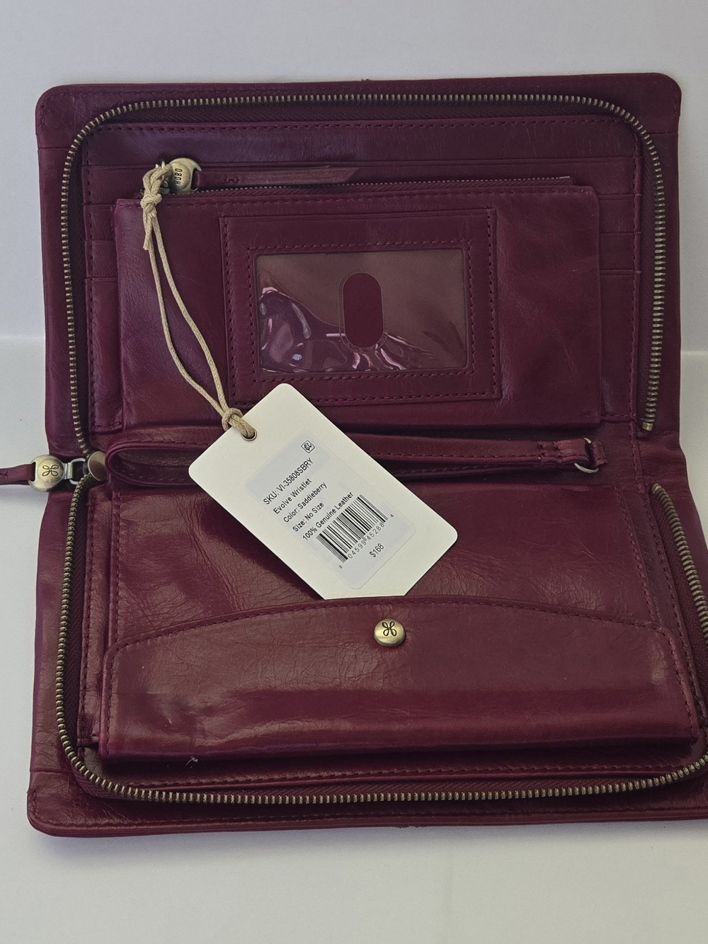 HOBO JILL Bifold Saddleberry Leather Wristlet Clutch - Picture 2 of 4